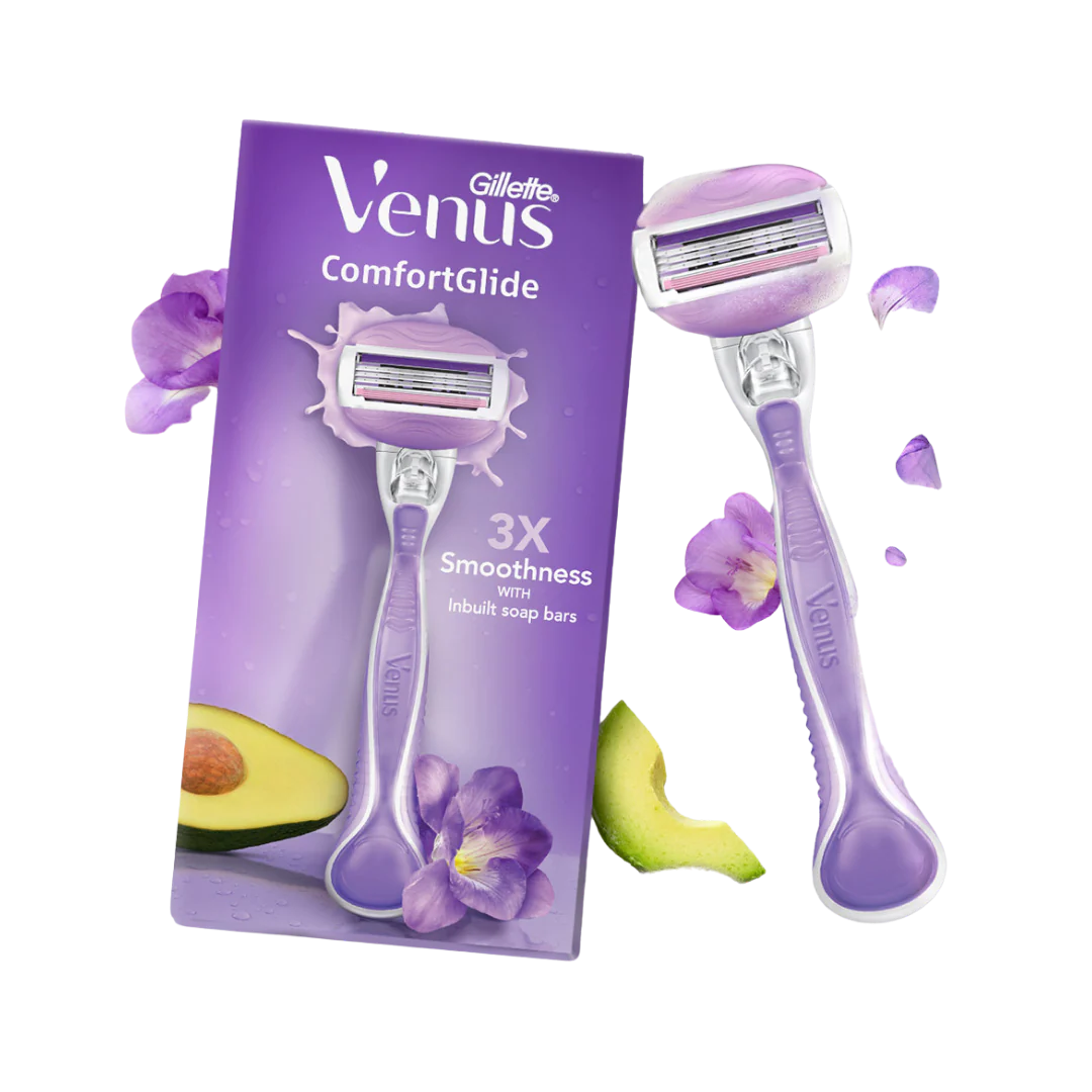 ماكينة حلاقة نسائية جيليت فينوس كومفورت جلايد (مع قوالب صابون مرطبة) - Gillette Venus Comfortglide Razor