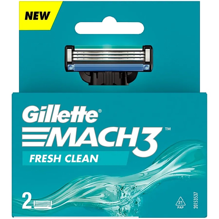 شفرات حلاقة جيليت ماك 3 فريش كلين (2 شفرة بديلة) - Gillette Mach3 Fresh Clean Razor Blades 2s