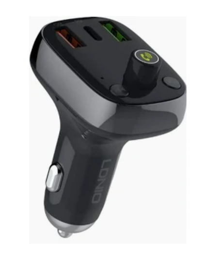 LDNIO C704Q Bluetooth FM Transmitter Car Charger with USB-C, Dual USB, QC Fast Charging & microSD/TF – Black
