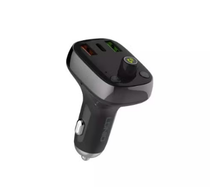 LDNIO C704Q Bluetooth FM Transmitter Car Charger with USB-C, Dual USB, QC Fast Charging & microSD/TF – Black
