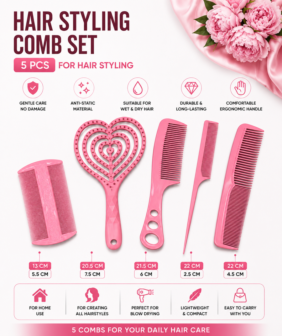 طقم  Heart   تصفيف وعناية بالشعر 5 قطع