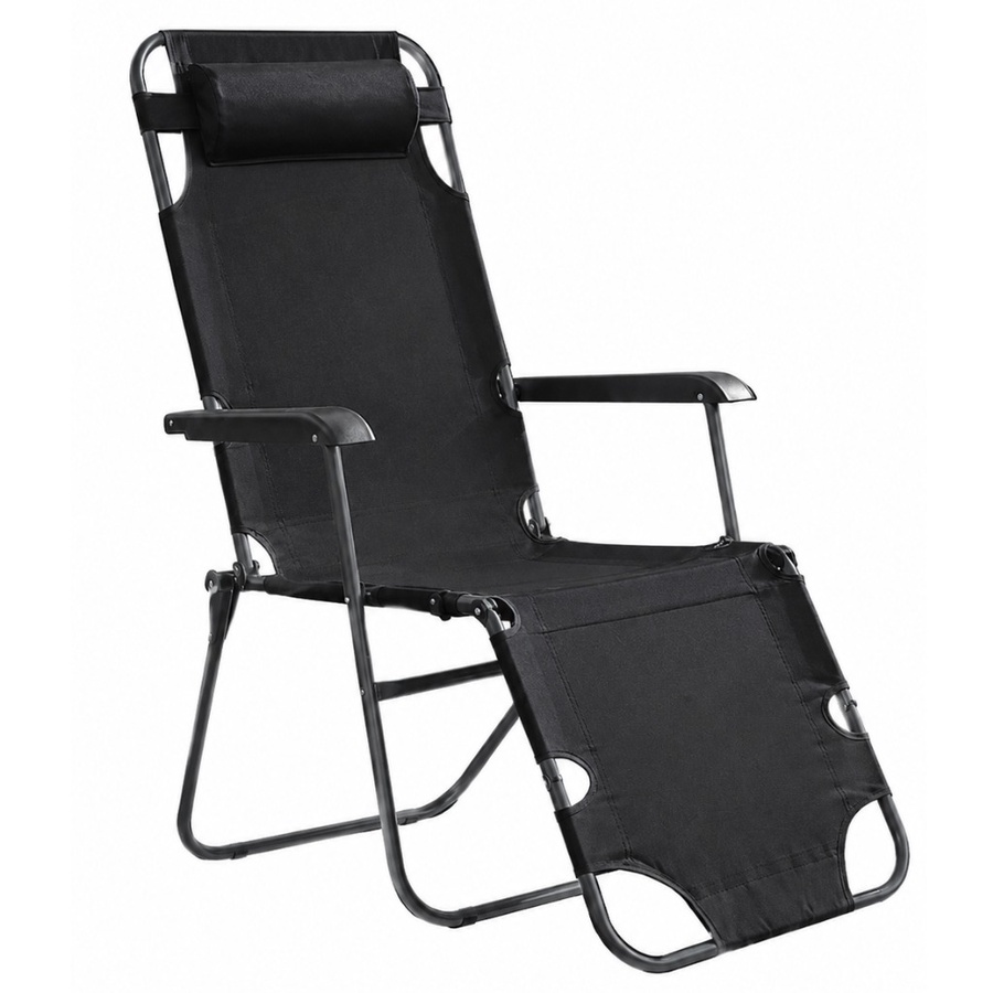 Foldable recliner chair with footrest and headrest – multi-position beach and garden chair – lightweight and easy to carry|كرسي استرخاء قابل للطي مع مسند للقدمين ومسند للرأس - كرسي متعدد الأوضاع للشاطئ والحديقة - خفيف الوزن وسهل الحمل