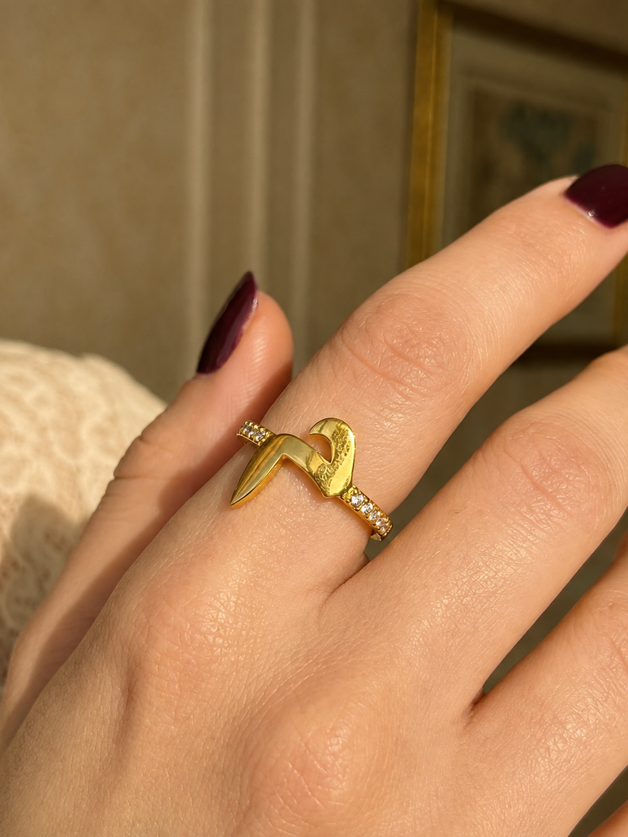 Gold Initial Letter Ring