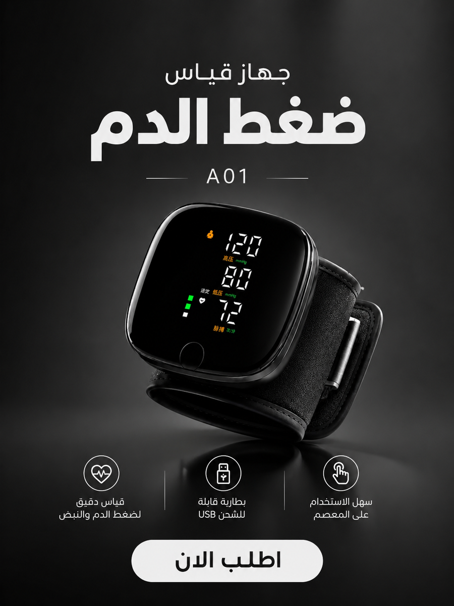 جهاز قياس ضغط الدم الذكي A01 - دقة عالية وراحة تامة لمعصمك