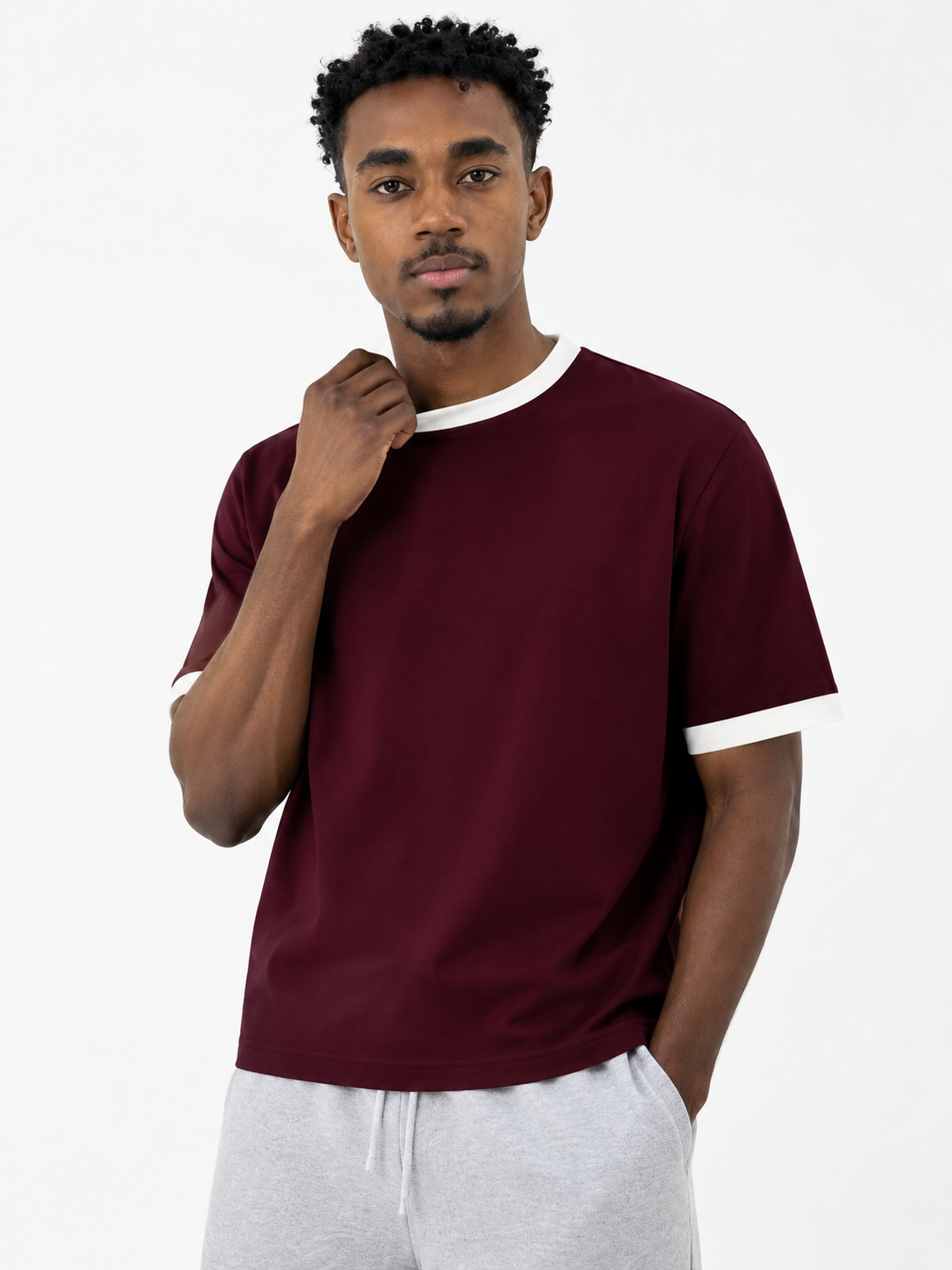 Ringer T-Shirt (Burgandy)