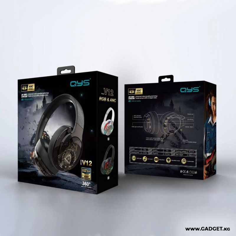 QYS V12 ANC Wireless Headphones with RGB product thumbnail 5
