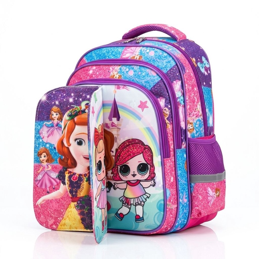 طقم  شنطة مدرسة  أطفالي ظهر  "Golden Bag brand " قلاب 3 وشوش مقاس 16- 3 قطع| Demand & Beyond