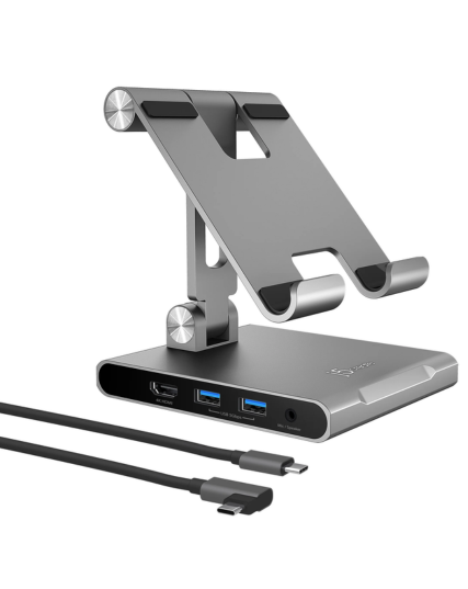 j5create JTS224 Multi-Angle Stand with Docking Station for iPad Pro® – USB-C 4K HDMI Hub with PD Charging