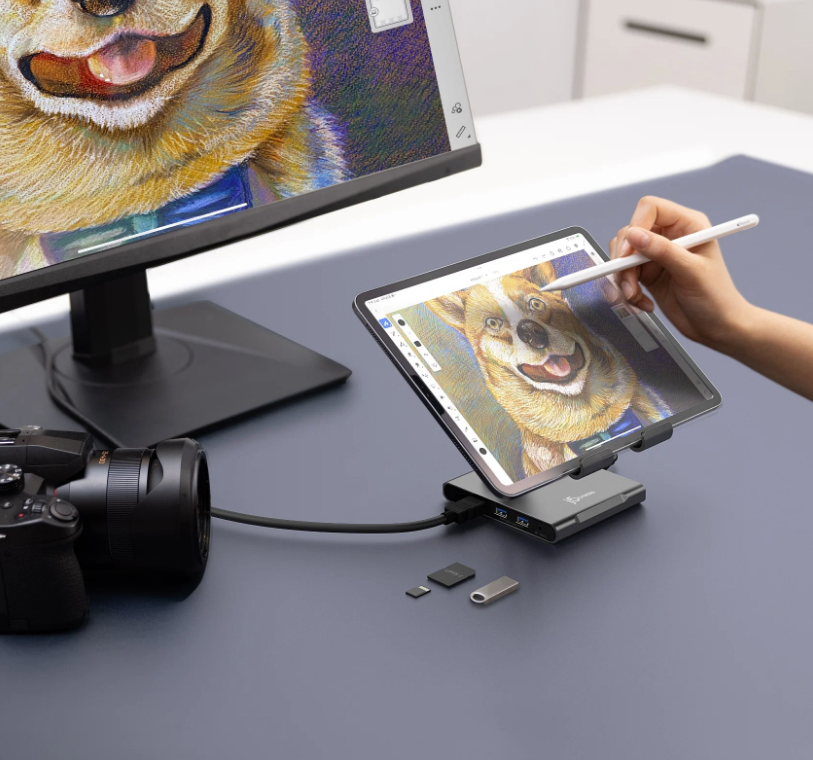 j5create JTS224 Multi-Angle Stand with Docking Station for iPad Pro® – USB-C 4K HDMI Hub with PD Charging