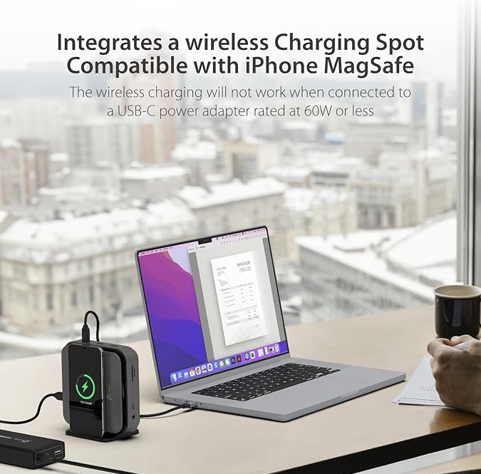 j5create JCD3199P USB-C 12-in-1 Docking Station with Dual 4K HDMI, 140W GaN PD Charger & 15W Wireless Charging
