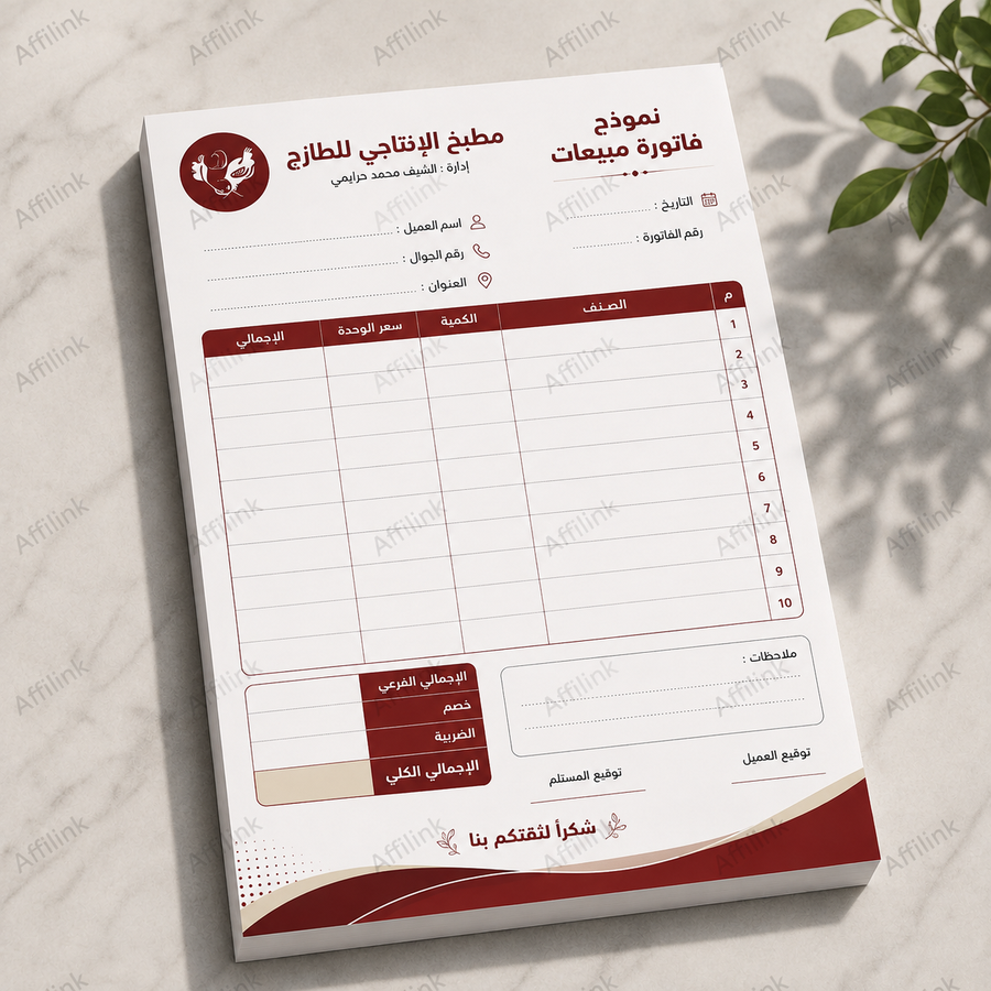 نموذج فاتورة مبيعات