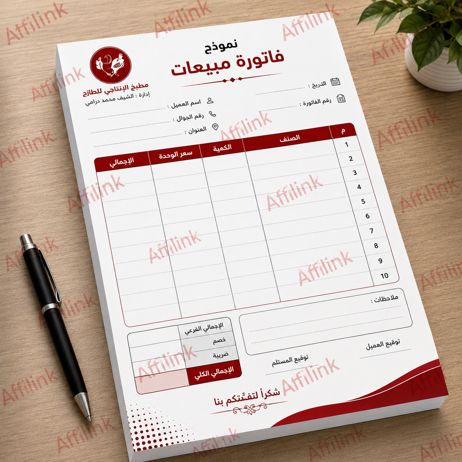 نموذج فاتورة مبيعات