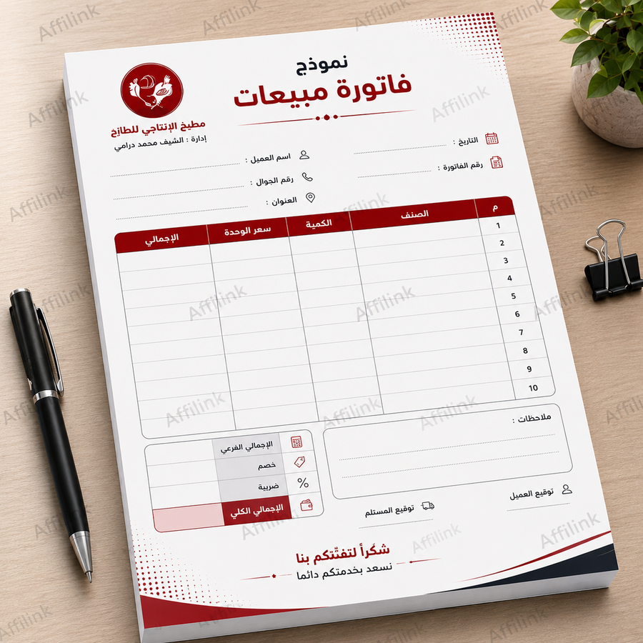 نموذج فاتورة مبيعات