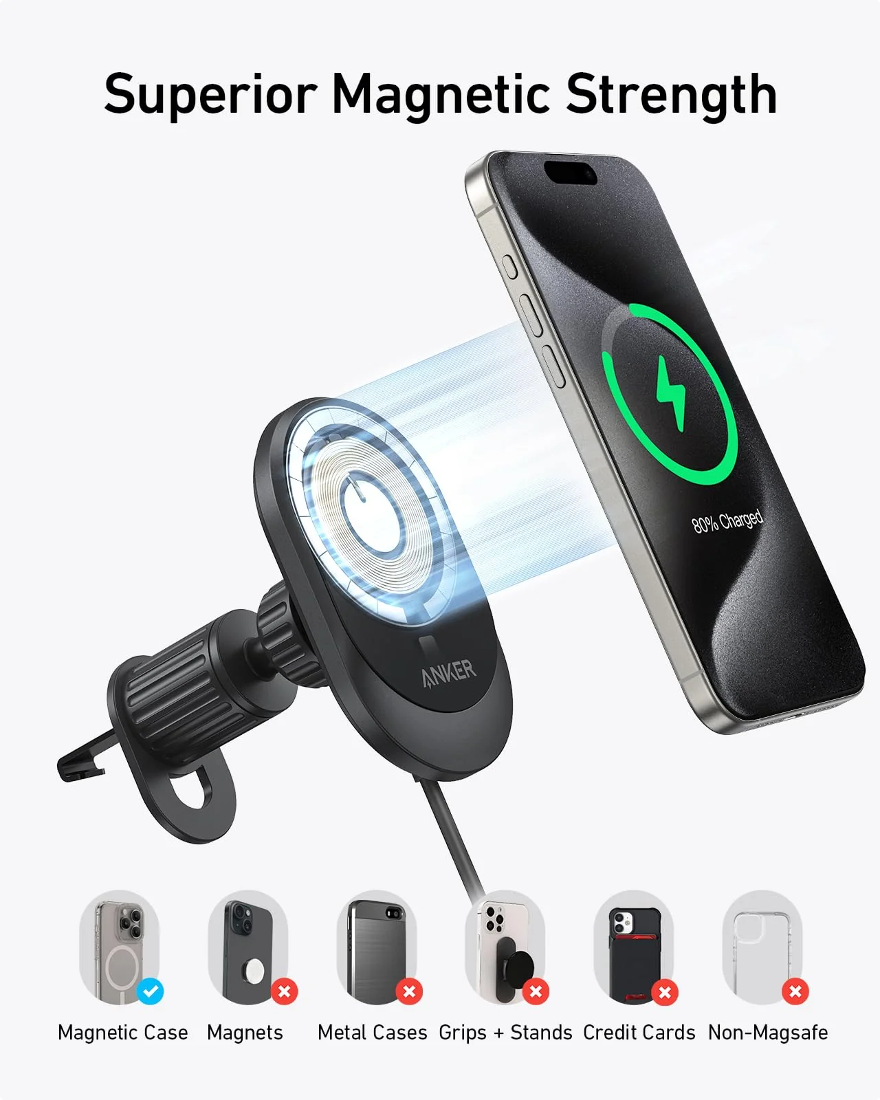 Anker MagGo Qi2 Car Charger | شاحن انكر مغناطيسي للسيارة
