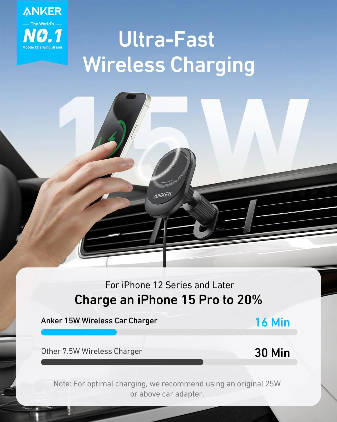 Anker MagGo Qi2 Car Charger | شاحن انكر مغناطيسي للسيارة