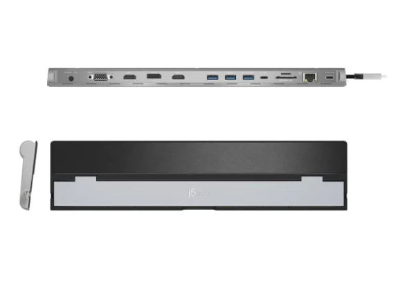 j5create JCD543 USB-C Triple Display Docking Station – Triple Monitor Hub with Dual 4K HDMI, DisplayPort, 100W PD & Gigabit Ethernet