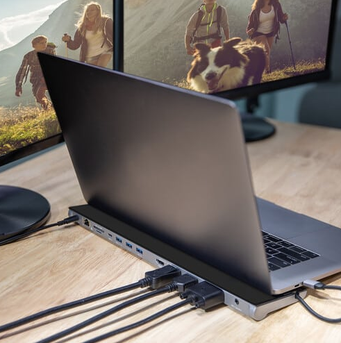 j5create JCD543 USB-C Triple Display Docking Station – Triple Monitor Hub with Dual 4K HDMI, DisplayPort, 100W PD & Gigabit Ethernet