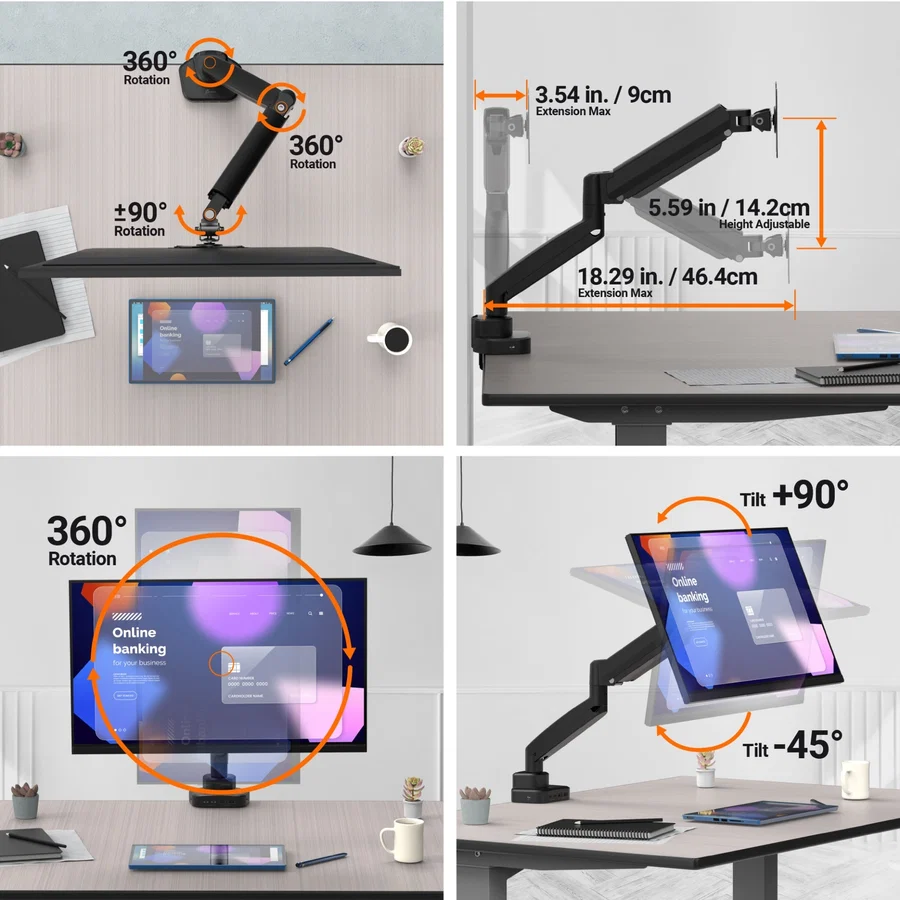 j5create JTSA301 Ergonomic Monitor Mount with Dock
