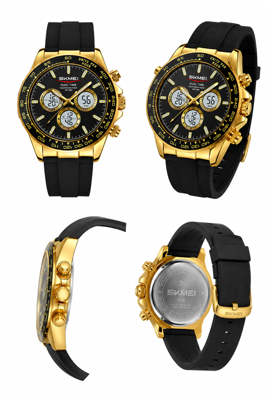 SKMEI Daytona Gold Rubber Strap