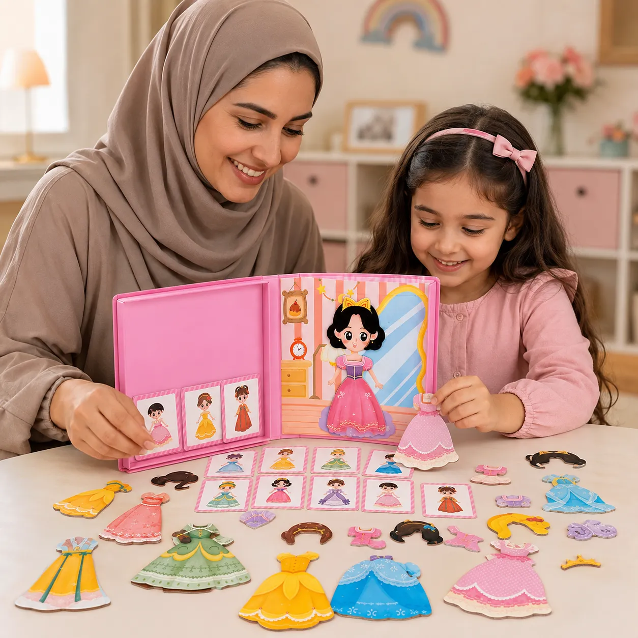 أم وطفلتها مع بوكس تلبيس العرايس