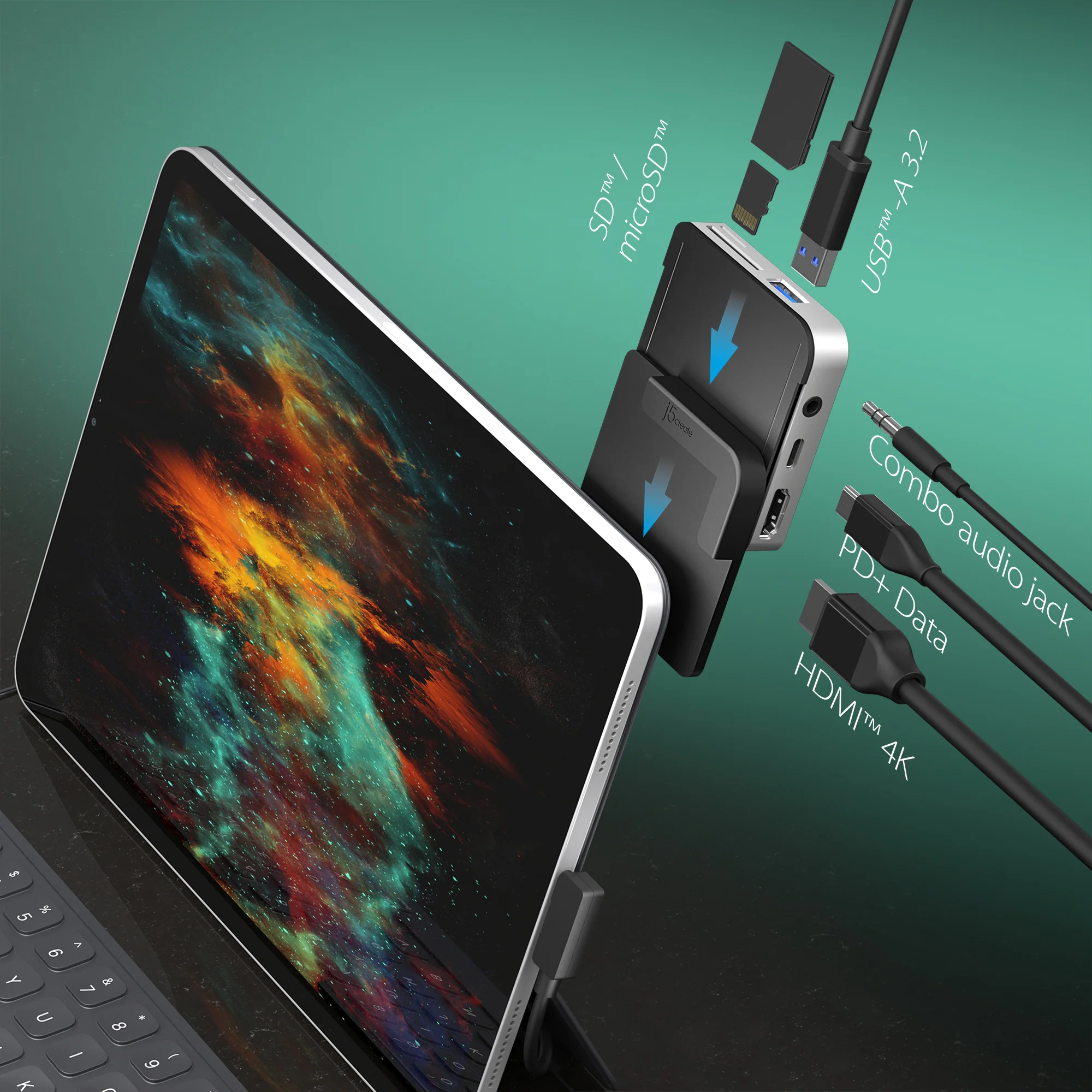 j5create JCD612 USB-C to 4K 60Hz HDMI Travel Dock for iPad Pro