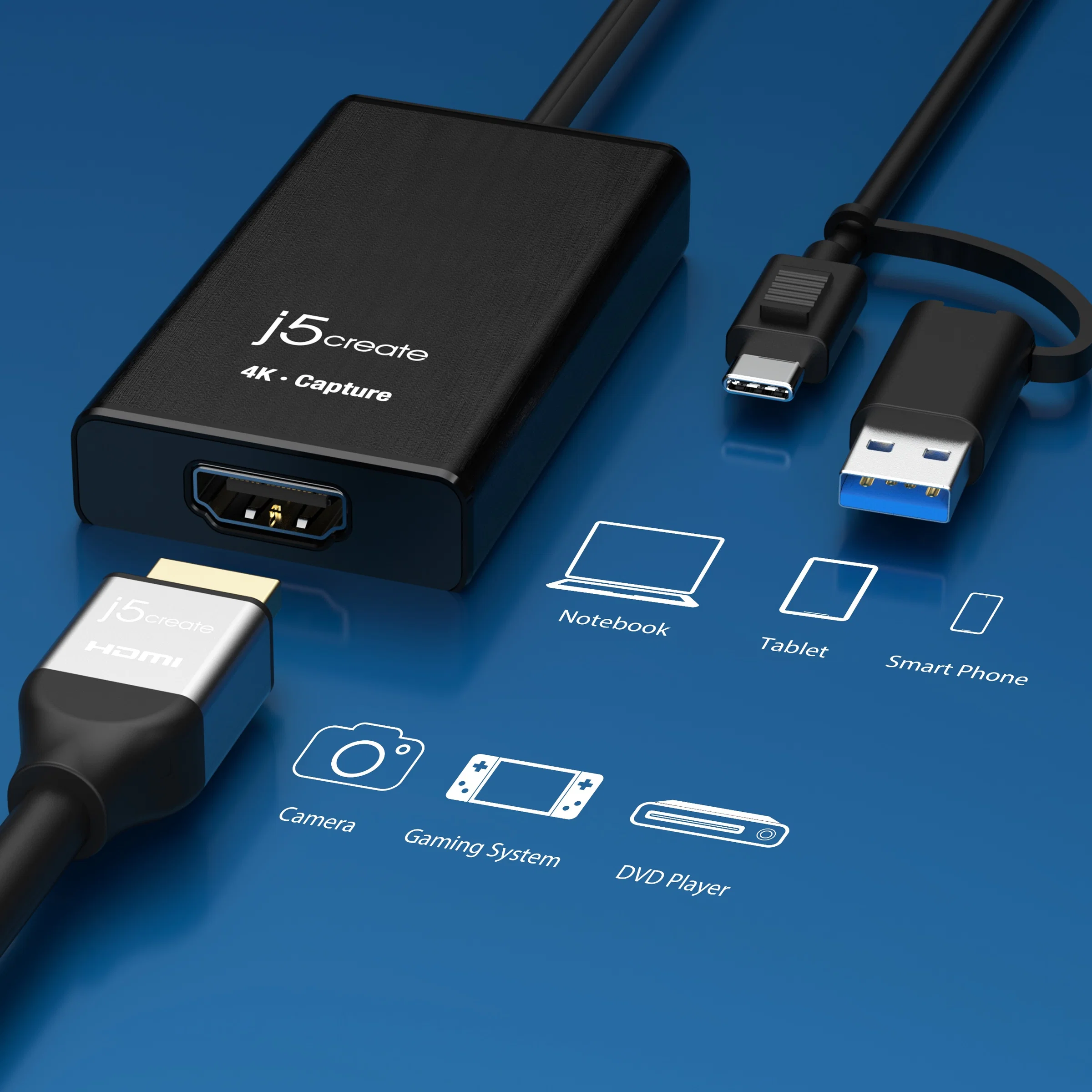 j5create JVA11 4K HDMI to USB-C 3.2 Capture Adapter