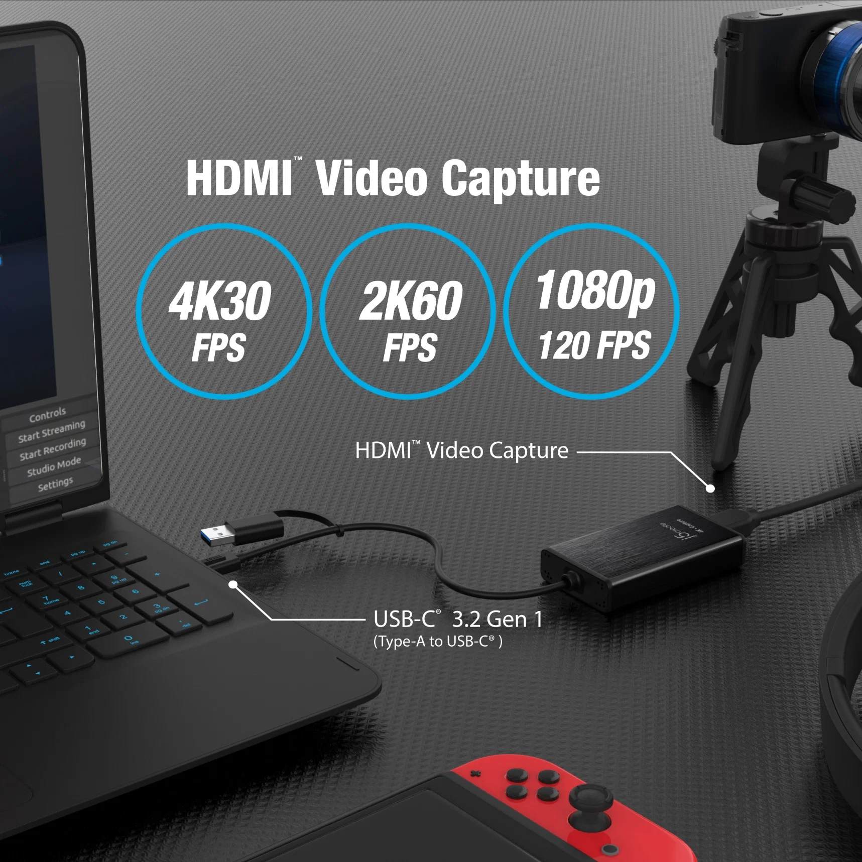 j5create JVA11 4K HDMI to USB-C 3.2 Capture Adapter