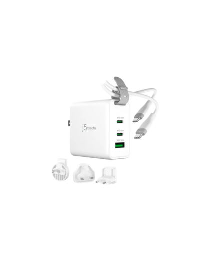 j5create JUP3565CV 65W GaN USB-C 3-Port Travel Charger
