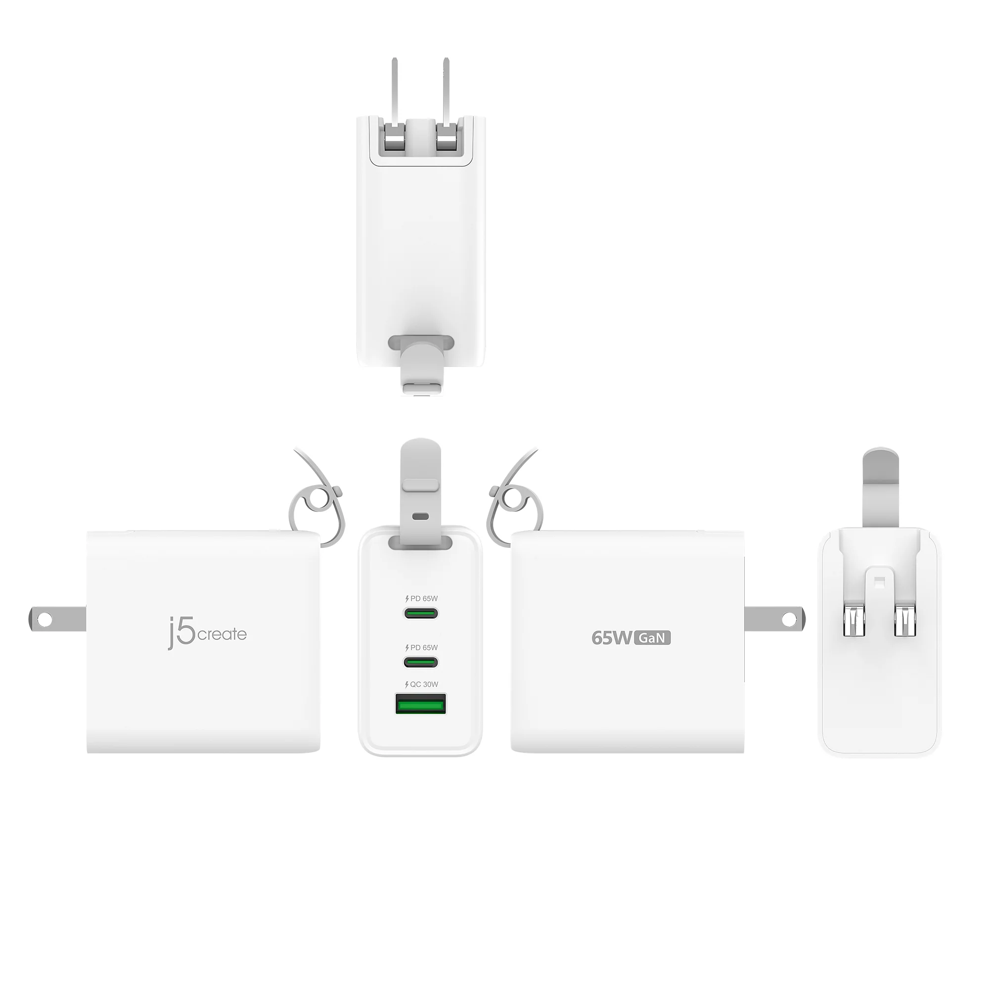 j5create JUP3565CV 65W GaN USB-C 3-Port Travel Charger