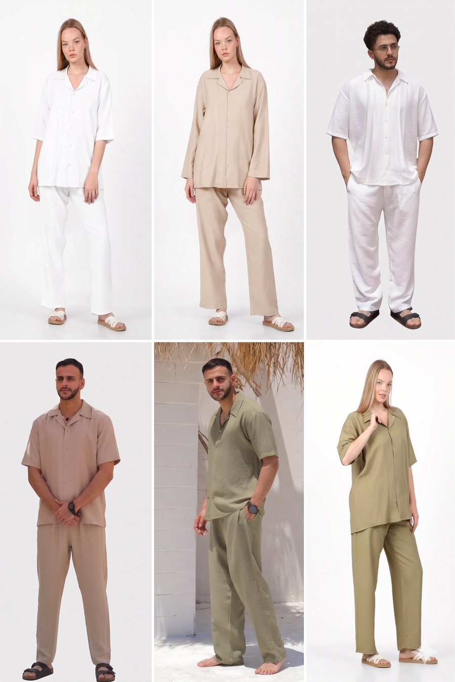 سوت كتان Unisex | طقم صيفي خفيف وأوفر سايز