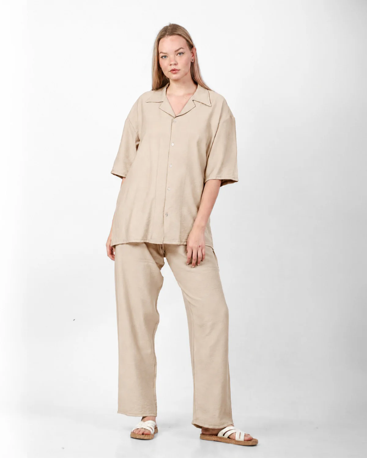 سوت كتان Unisex | طقم صيفي خفيف وأوفر سايز
