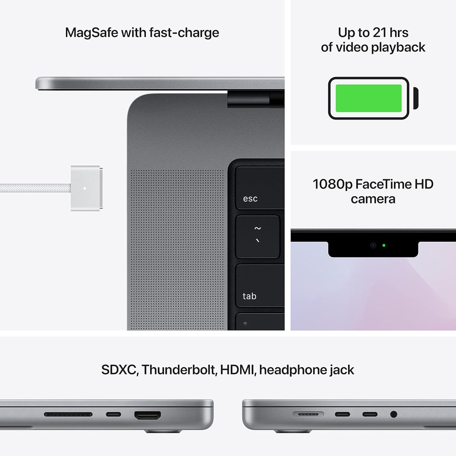 Apple 16-inch MacBook Pro: M1 Max Chip with 10-Core CPU and 32-Core GPU, 32GB RAM, 1TB SSD - Space Gray