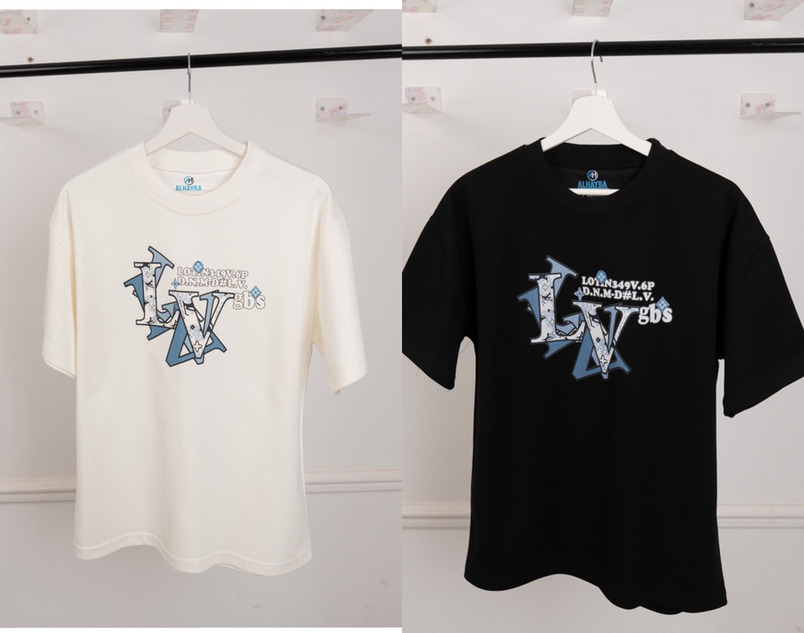 تيشرت LV إنترلوك قطن Oversize | Unisex