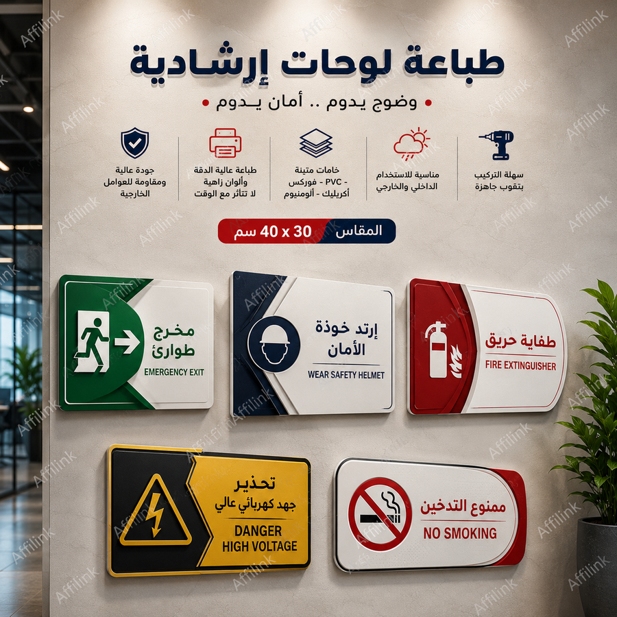 طباعة اللوحات الإرشادية والتحذيرية