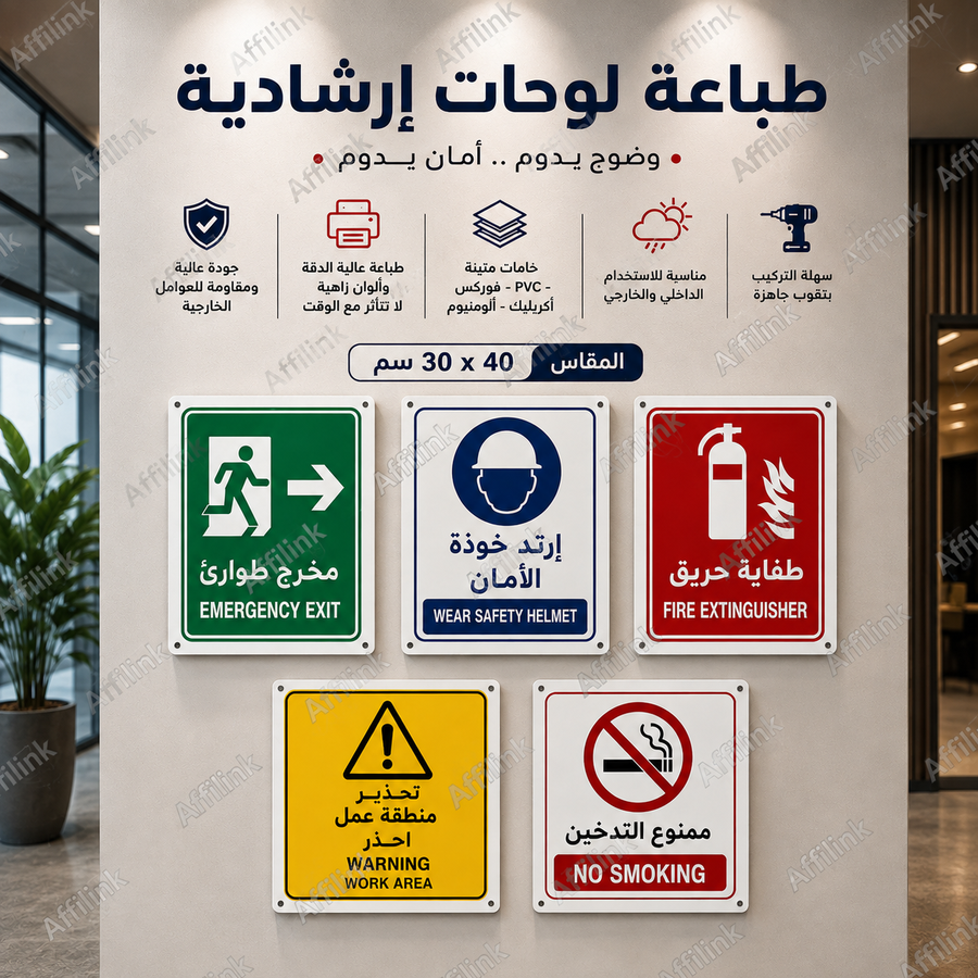 طباعة اللوحات الإرشادية والتحذيرية