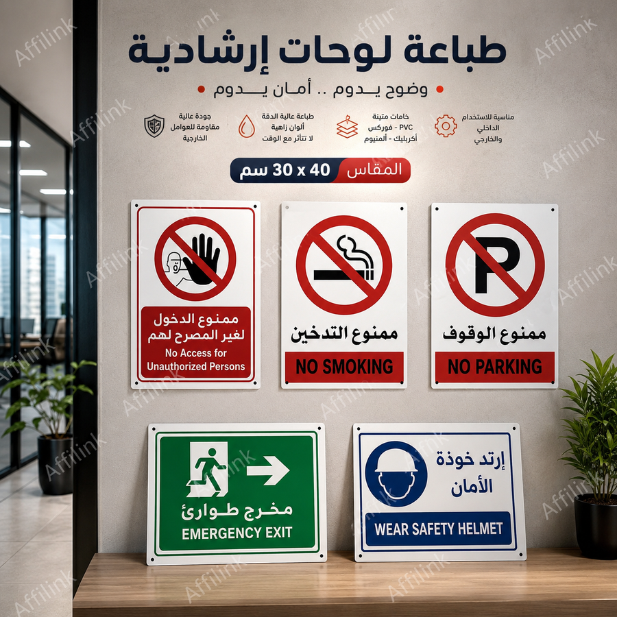 طباعة اللوحات الإرشادية والتحذيرية