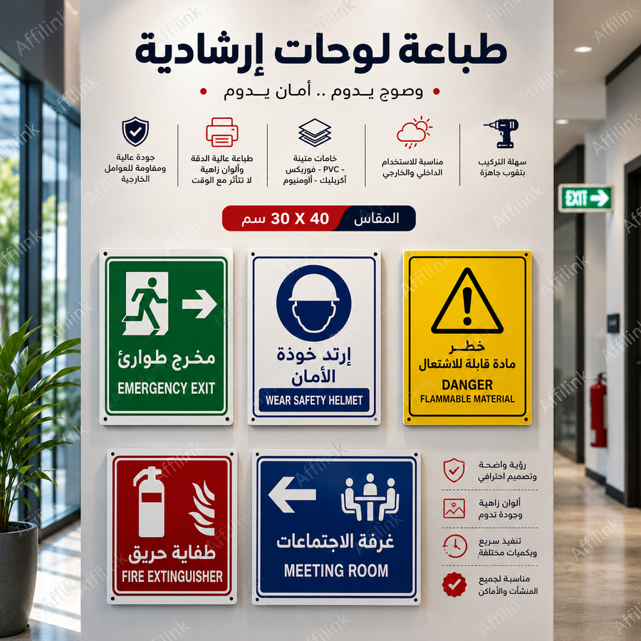 طباعة اللوحات الإرشادية والتحذيرية