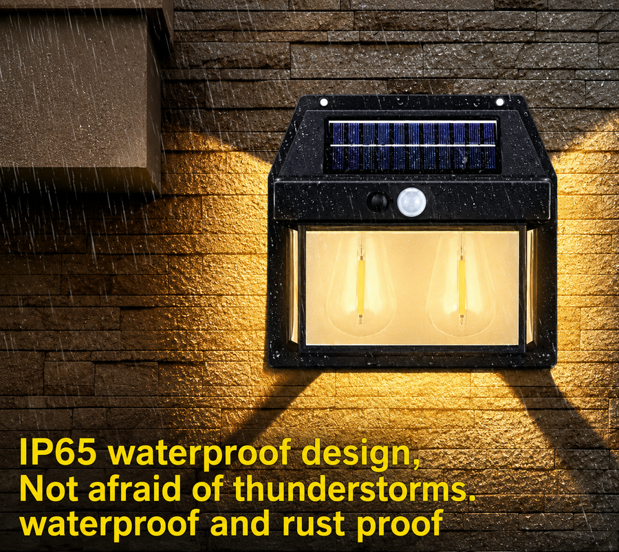 Solar Wall Lights Single/Dual Bulbs Outdoor, Dusk to Dawn Motion Sensor Lights Waterproof, 1 Pack Motion Sensor Solar Porch Lights with 3 Modes, for Patio, Garage, Shed (2Bulb_Black).|مصابيح جدارية تعمل بالطاقة الشمسية، أحادية/ثنائية اللمبة، للاستخدام الخارجي، مصابيح استشعار الحركة من الغسق إلى الفجر، مقاومة للماء، عبوة واحدة من مصابيح الشرفة الشمسية بمستشعر الحركة مع 3 أوضاع، للفناء، المرآب، السقيفة (2 لمبة_أسود).