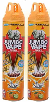 عرض علبتين بخاخ مبيد الحشرات جامبو فيب السوبر برائحة البرتقال (حجم 2 علبة) - Jumbo Vape Super Insect Killer Spray 2 Pack