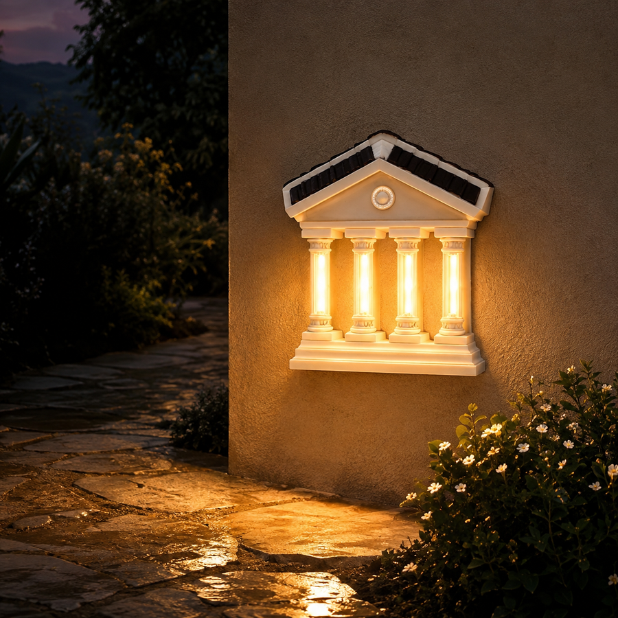 Warm Yellow Radiance Solar Wall Sconce Automatic Dusk Lighting House-Shaped Wall Light, White | Home & Garden | Yard Garden & Outdoor Living | Outdoor Lighting | Garden & Patio Torches|مصباح جداري شمسي دافئ أصفر اللون، إضاءة تلقائية عند الغسق، على شكل منزل، أبيض | المنزل والحديقة | الفناء والحديقة والمعيشة في الهواء الطلق | الإضاءة الخارجية | مشاعل الحدائق والفناء