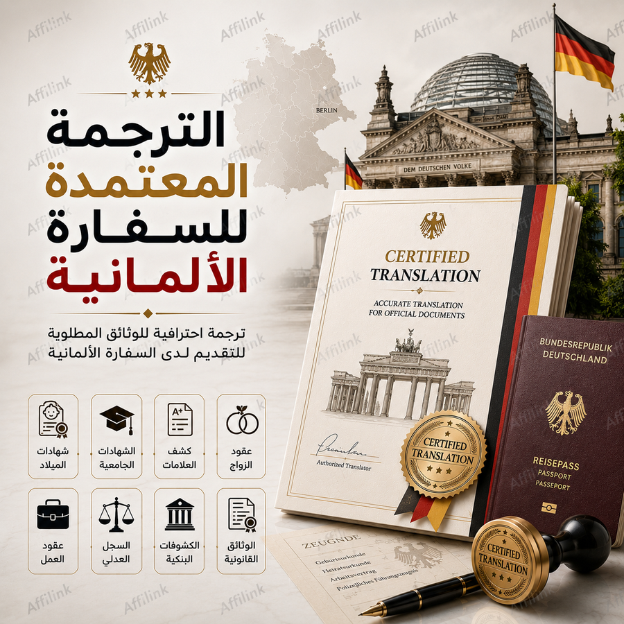 ترجمة معتمدة للوثائق المطلوبة للتقديم لدى السفارة الألمانية
