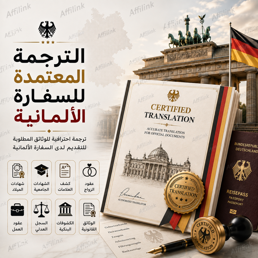 ترجمة معتمدة للوثائق المطلوبة للتقديم لدى السفارة الألمانية