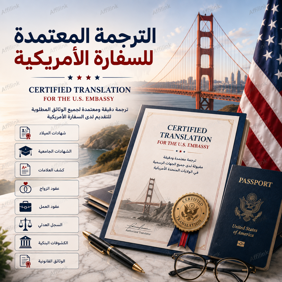 ترجمة معتمدة للوثائق المطلوبة للتقديم لدى السفارة الامريكية