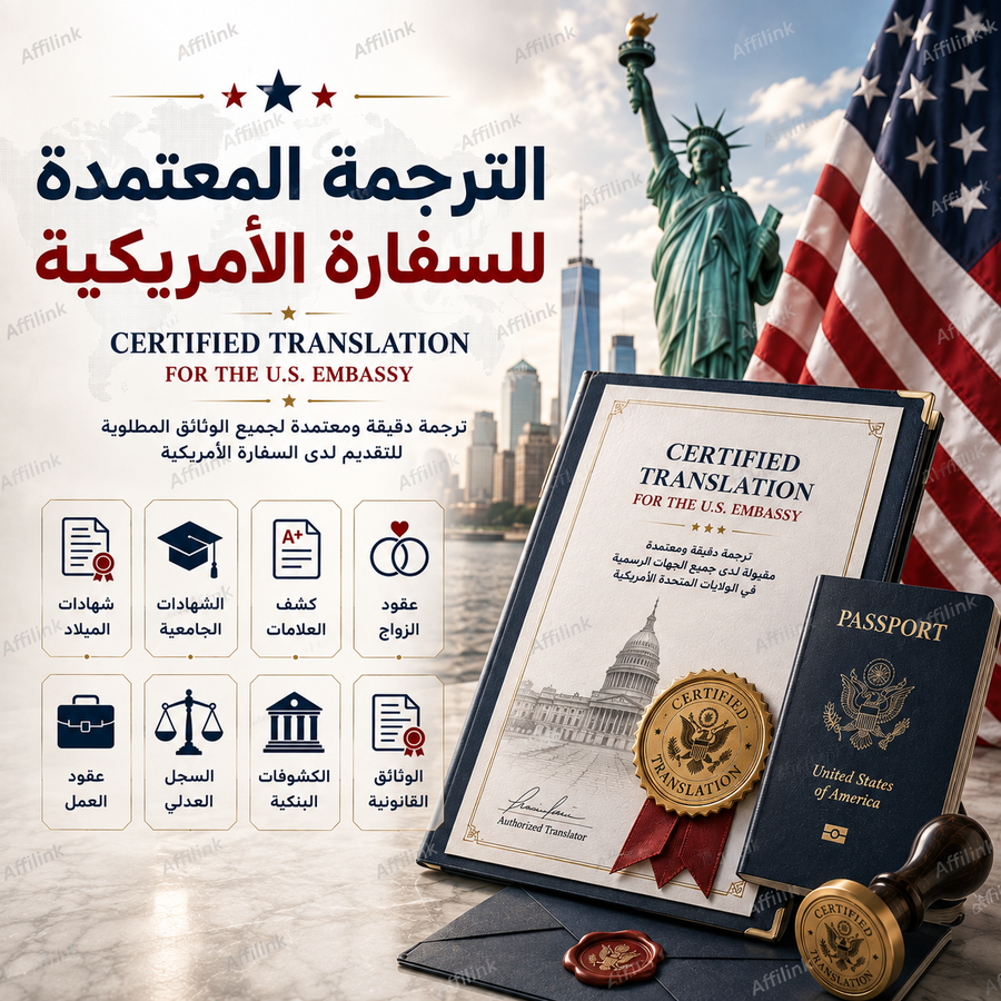 ترجمة معتمدة للوثائق المطلوبة للتقديم لدى السفارة الامريكية