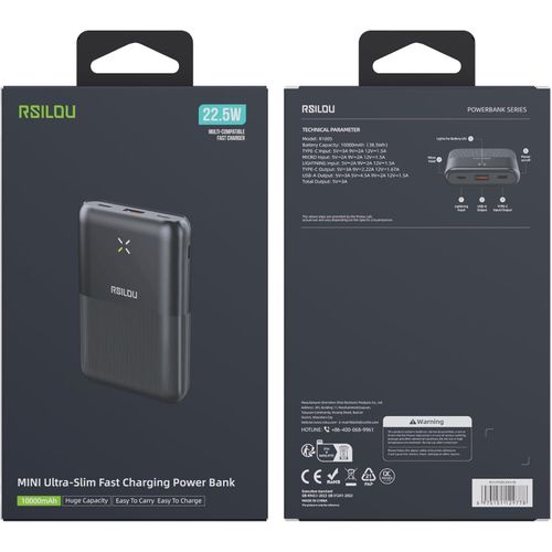   Rsilou Power Bank - R1005(10000 mAh) - 22.5W