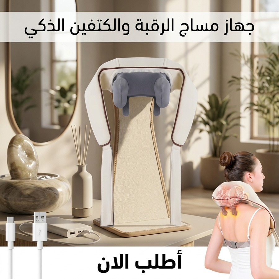 جهاز مساج الرقبة والكتفين "العنكبوت" – تدليك شياتسو 6D بالحرارة لراحة فورية من الشد العضلي