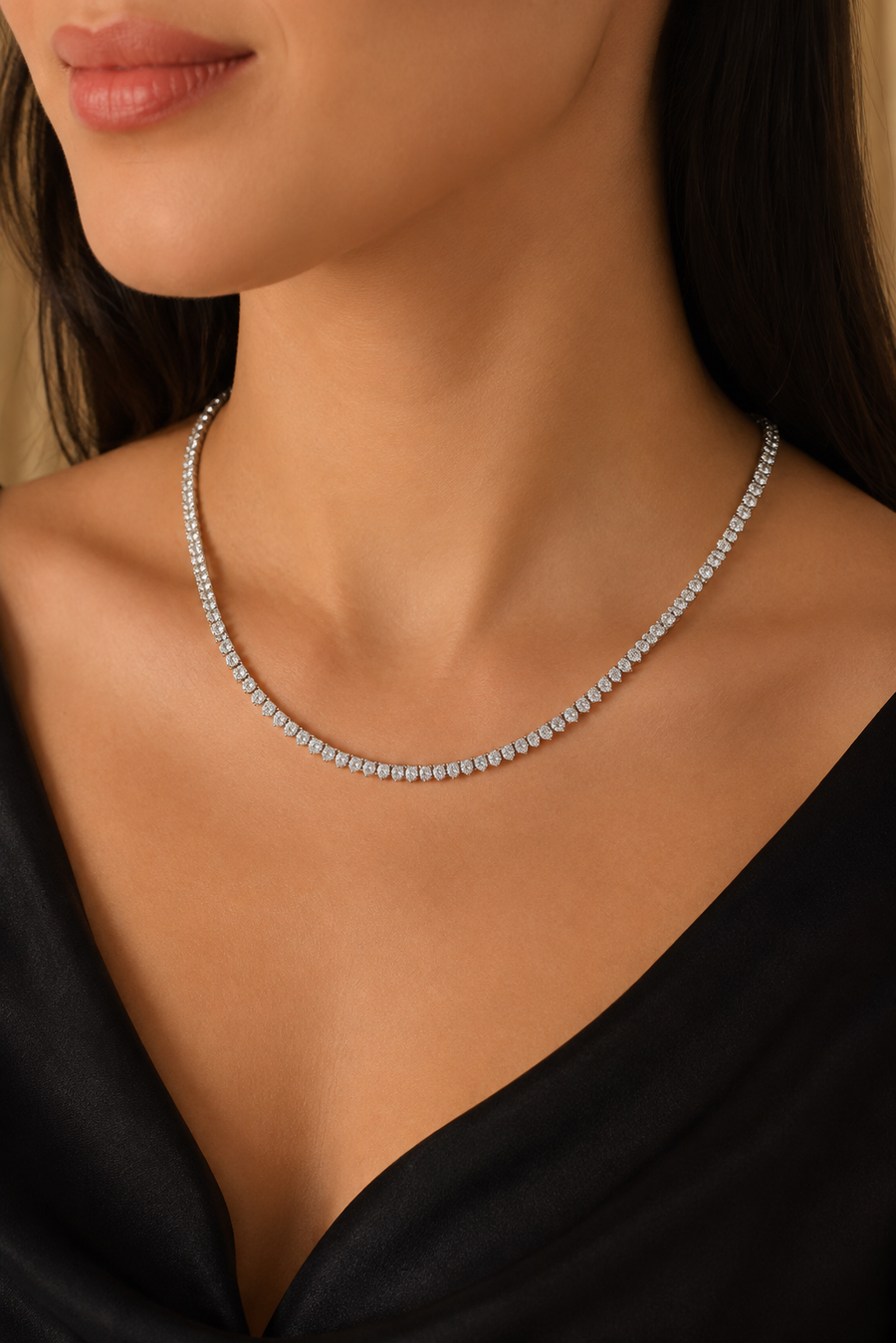 Silver Crystal Tennis Necklace