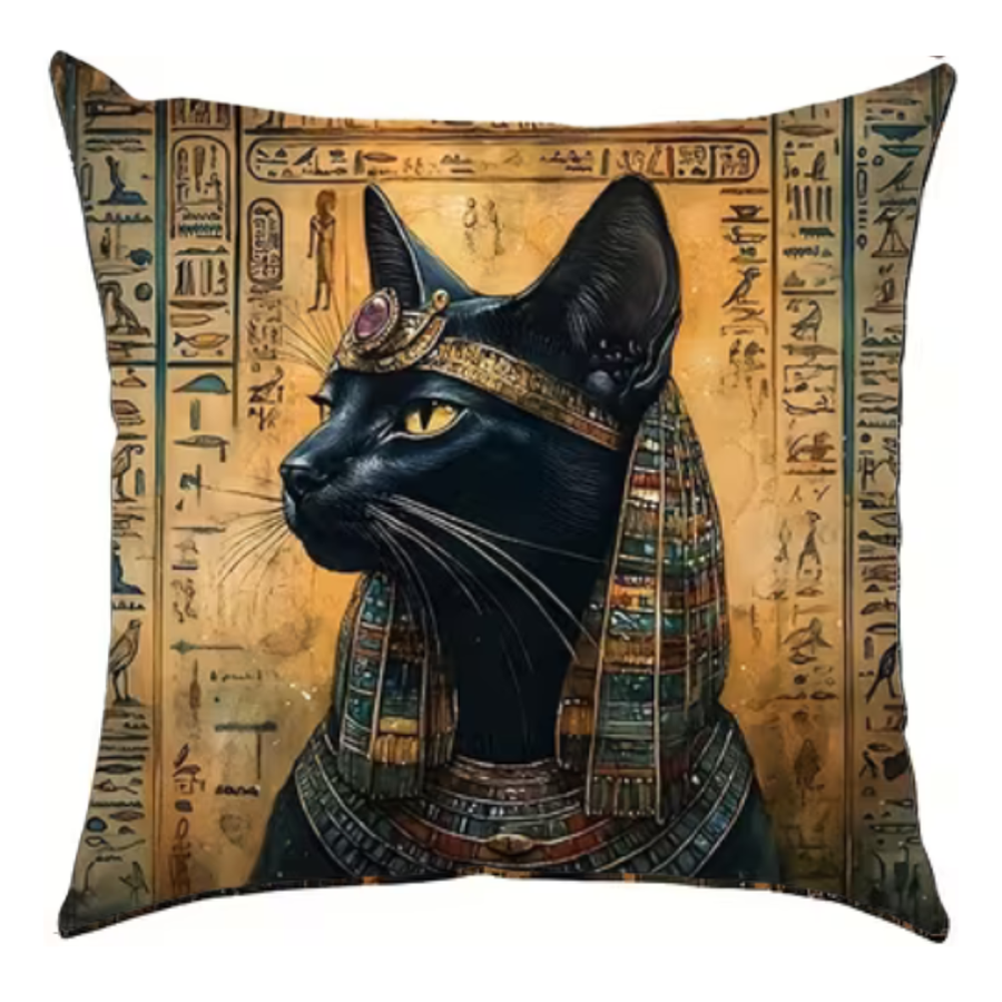 Premium Ancient Egyptian Pattern Pillowcase 45 × 45 cm, Bastet