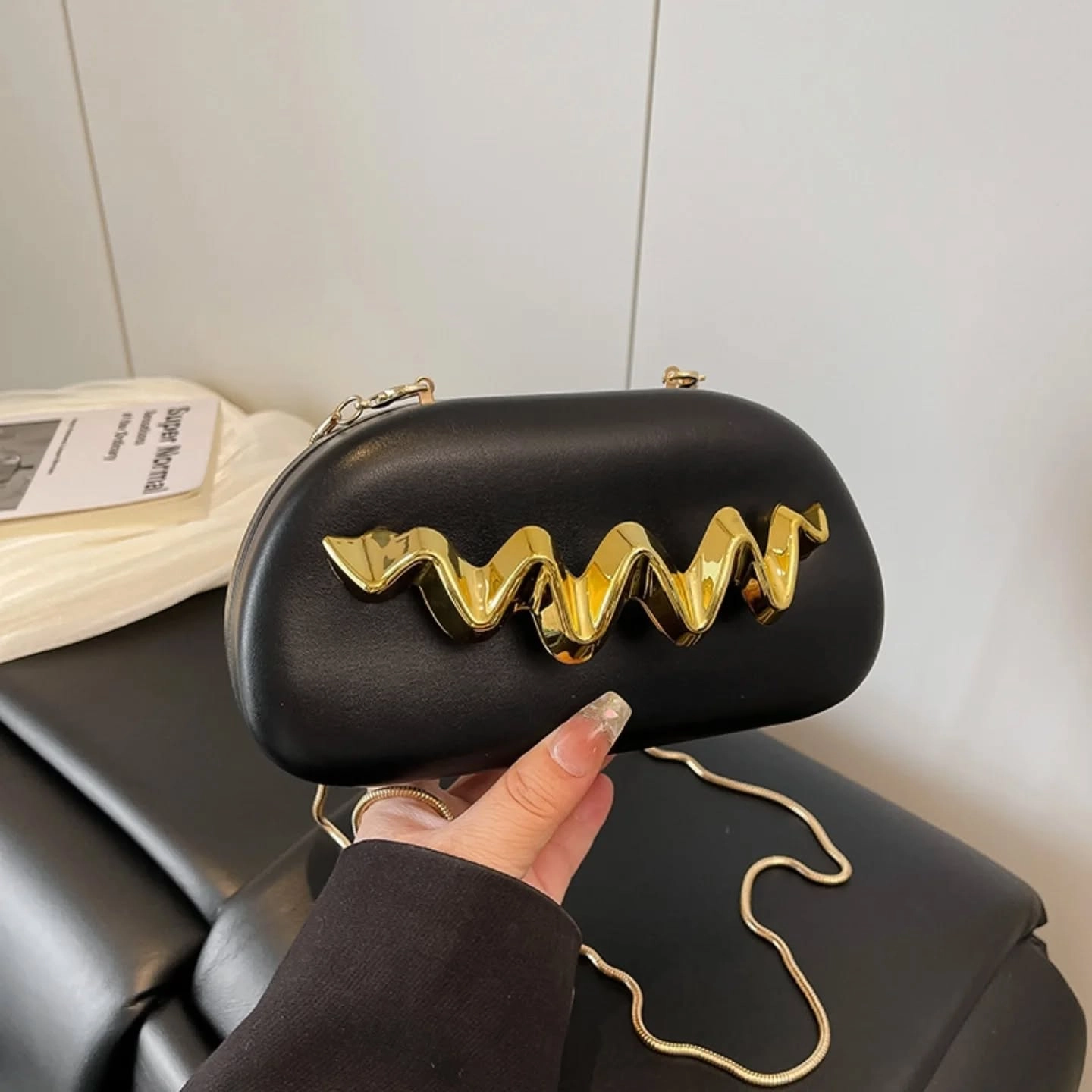 Golden Wave Clutch Bag