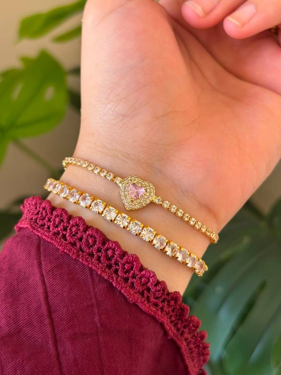 Tennis Heart Bracelet Set
